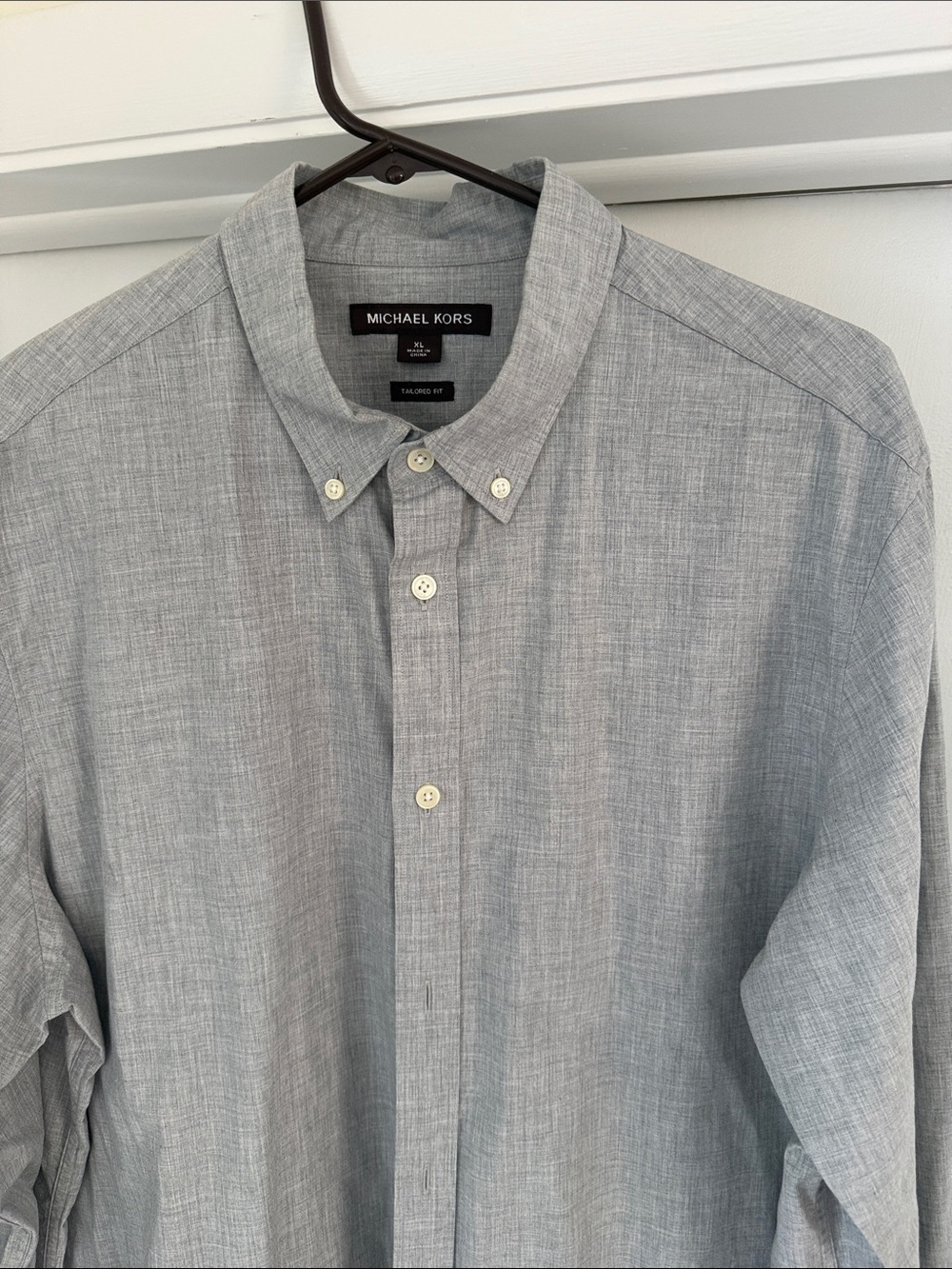 Michael Kors Men's Heather Gray Button-Down Shirt